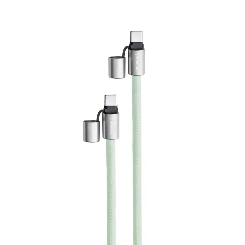 Cable-collar Intenso USB-C para móvil 60W carga rápida, longitud ajustable 1,65 m, nailon, verde