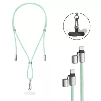 Cable-collar Intenso USB-C para móvil 60W carga rápida, longitud ajustable 1,65 m, nailon, verde