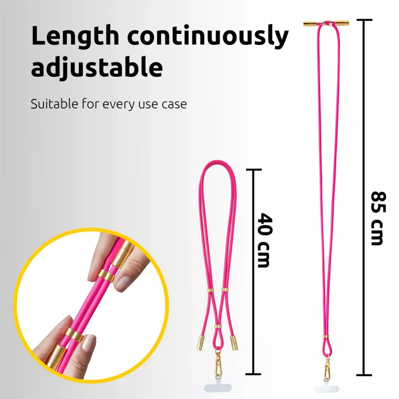 Cable-collar Intenso USB-C para móvil 60 W carga rápida, longitud ajustable 1,65 m, nailon, rosa neón