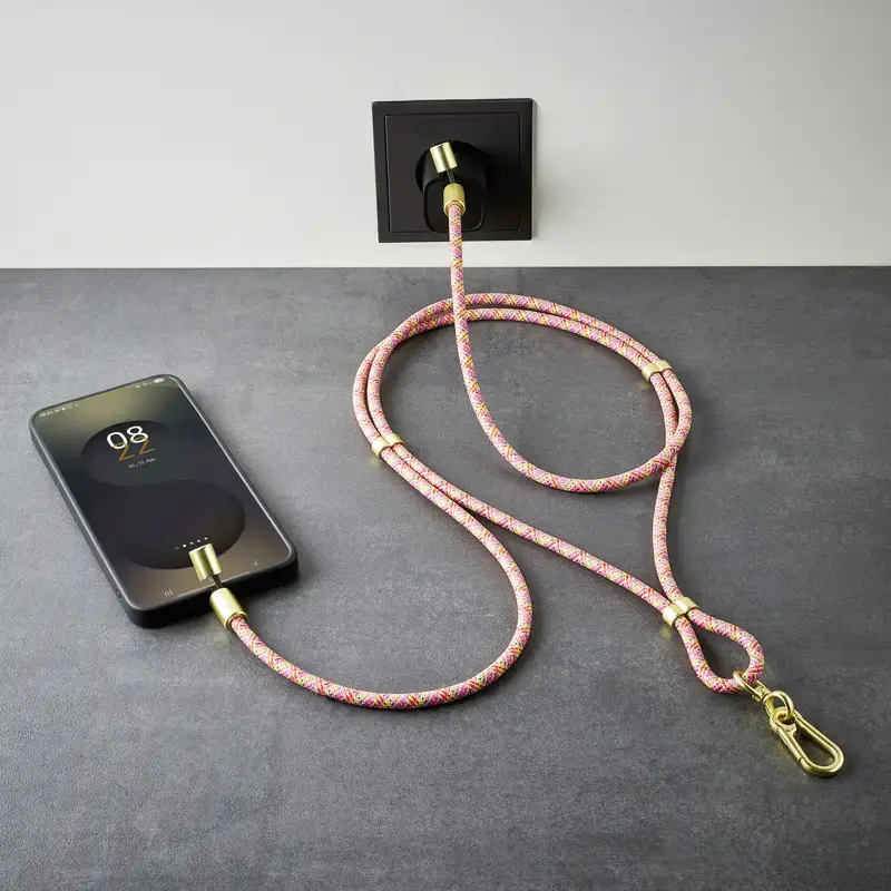 Cable-collar Intenso USB-C para móvil 60 W carga rápida, longitud ajustable 1,65 m, nailon, multicolor