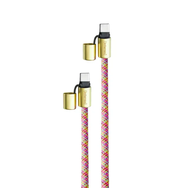Cable-collar Intenso USB-C para móvil 60 W carga rápida, longitud ajustable 1,65 m, nailon, multicolor