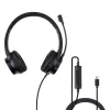 Lindy 20439 auriculares de oficina USB-C con adaptador de USB-A a USB-C