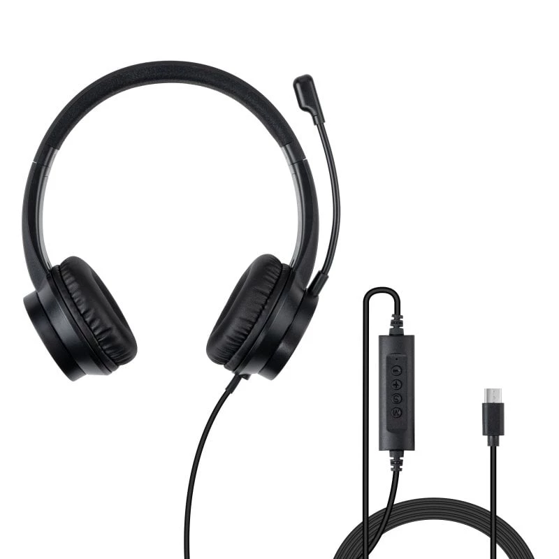 Lindy 20439 auriculares de oficina USB-C con adaptador de USB-A a USB-C