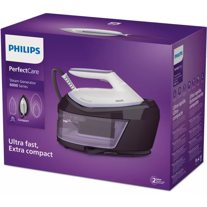 Centro de planchado Philips PSG6024/30 — 2400 W, golpe de vapor 500 g/min, depósito 1,8 L, suela SteamGlide Plus