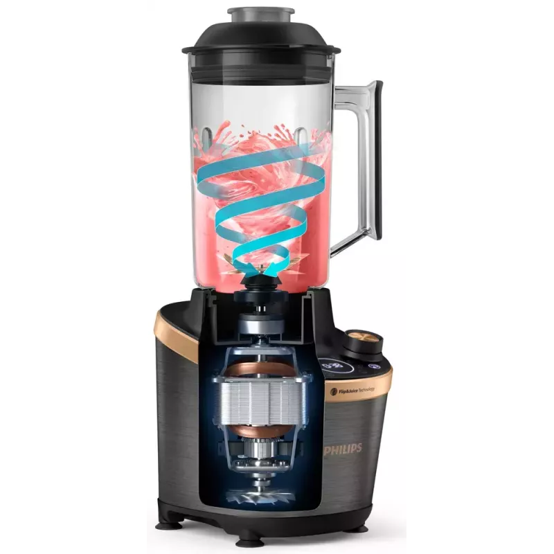 Batidora de cocina Philips Flip&Juice™ HR3770/10 negra cobre