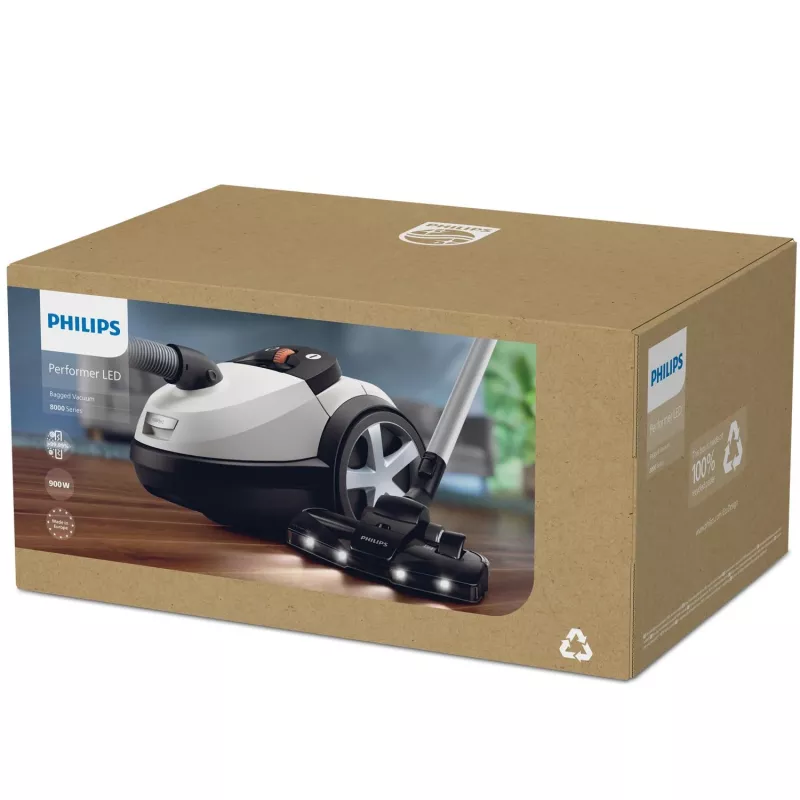 Aspirador de suelo Philips 8000-Serie XD8142/12 — 900 W, bolsa de 4 L, HEPA, radio de acción 12 m
