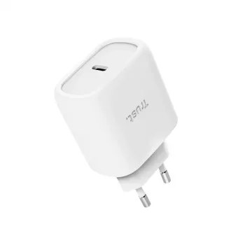 Cargador USB-C GaN TRUST Maxo 45W, 45 W, salida USB-C, máx. 20 V, cable de 2 m, blanco