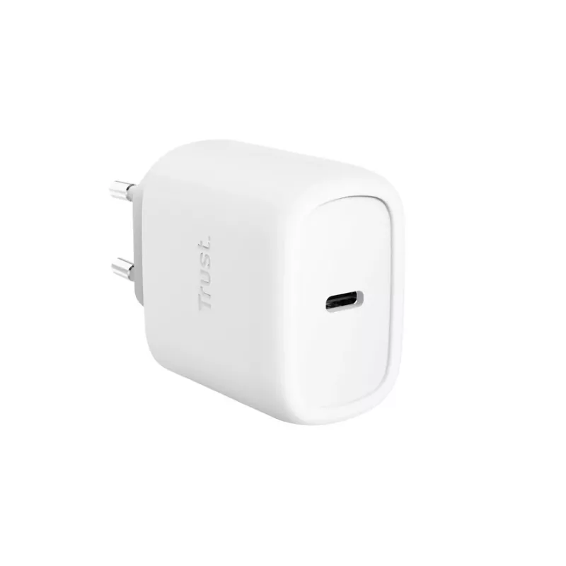Cargador USB-C GaN TRUST Maxo 45W, 45 W, salida USB-C, máx. 20 V, cable de 2 m, blanco