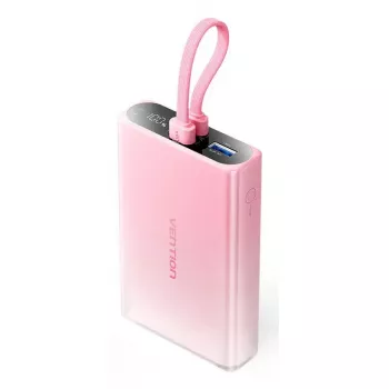 Batería externa Vention 10000mAh (USB-C, Lightning, USB-A) 22,5W indicador LED rosa