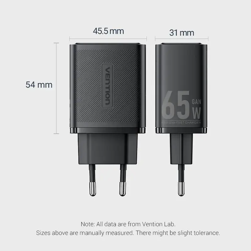 Vention FERW0-EU cargador de pared 65 W, 3 puertos USB, blanco