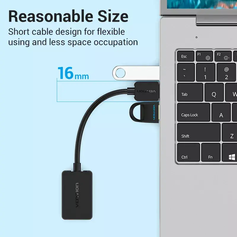 Vention tarjeta de sonido USB externa de 2 puertos 0,15 m negro 2.1 canales 16 bits