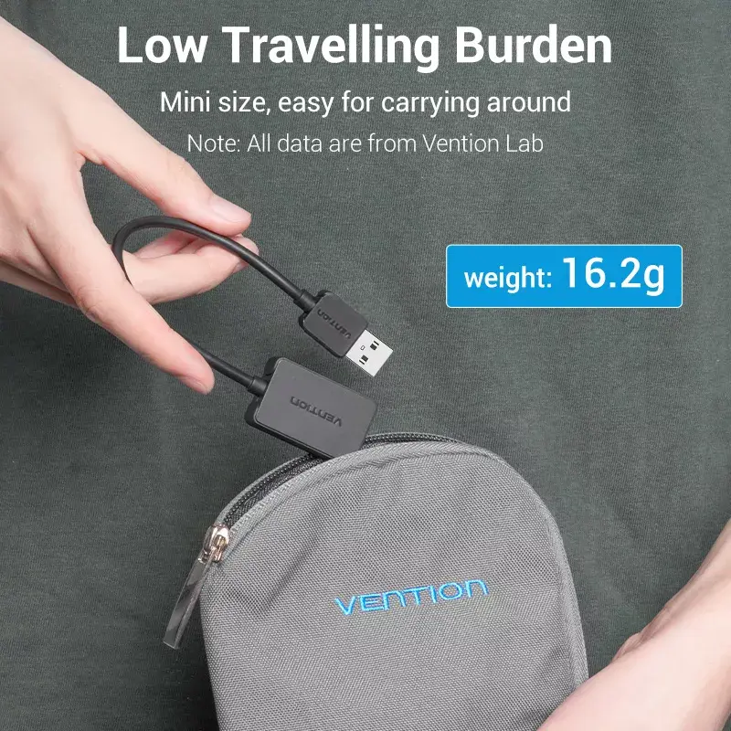 Vention tarjeta de sonido USB externa de 2 puertos 0,15 m negro 2.1 canales 16 bits