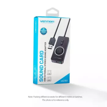 Vention adaptador de sonido estéreo USB 2.0 externo con control de volumen 0,15 m negro ABS