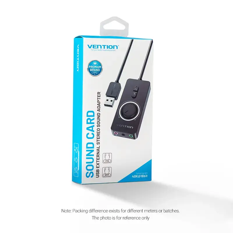 Vention adaptador de sonido estéreo USB 2.0 externo con control de volumen 0,15 m negro ABS
