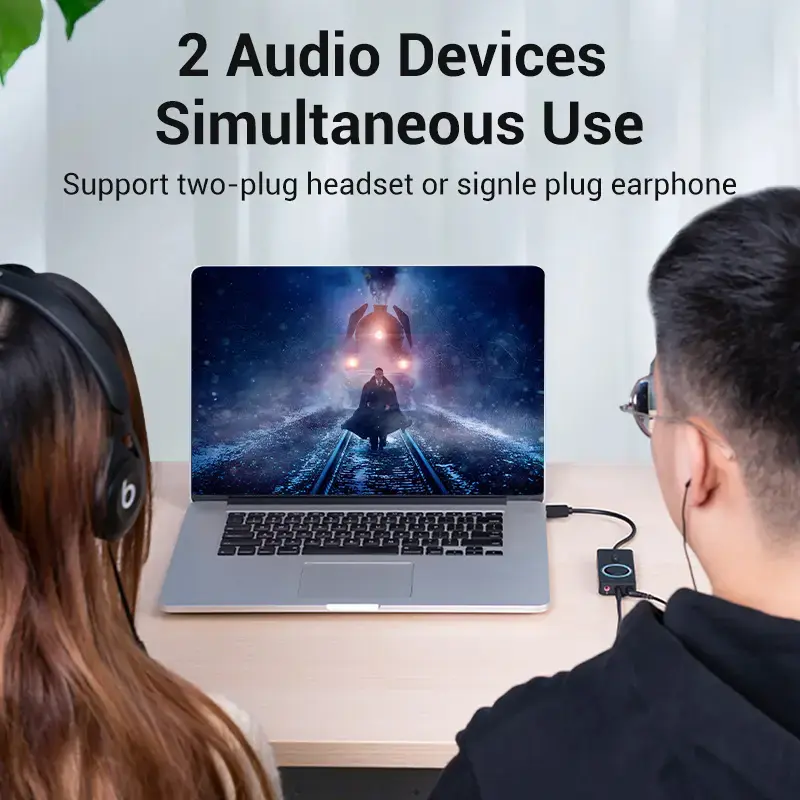 Vention adaptador de sonido estéreo USB 2.0 externo con control de volumen 0,15 m negro ABS