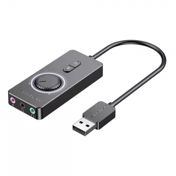 Vention adaptador de sonido estéreo USB 2.0 externo con control de volumen 0,15 m negro ABS