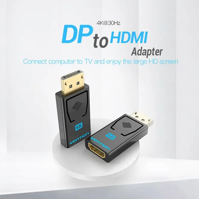 Vention adaptador DisplayPort macho a HDMI hembra negro DP HDMI bañado en oro
