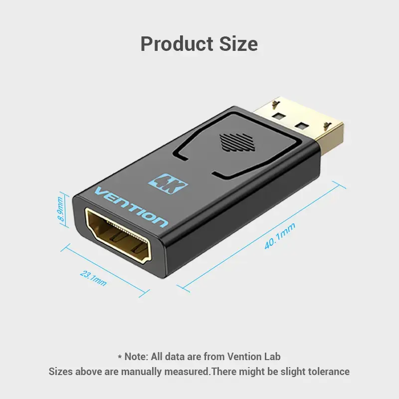 Vention adaptador DisplayPort macho a HDMI hembra negro DP HDMI bañado en oro