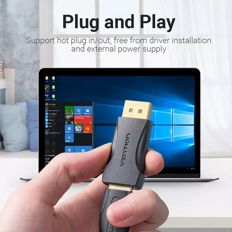 Adaptador DisplayPort a HDMI Vention HBOB0, DisplayPort macho a HDMI hembra, negro, contactos bañados en oro