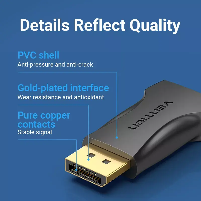 Adaptador DisplayPort a HDMI Vention HBOB0, DisplayPort macho a HDMI hembra, negro, contactos bañados en oro