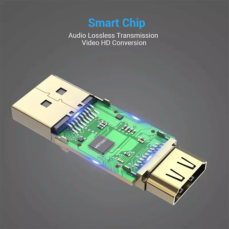 Adaptador DisplayPort a HDMI Vention HBKB0 — DP macho a HDMI hembra, negro, contactos bañados en oro