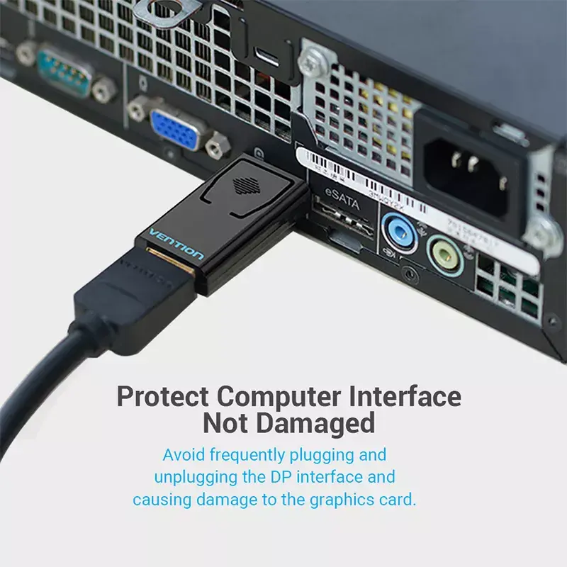 Adaptador DisplayPort a HDMI Vention HBKB0 — DP macho a HDMI hembra, negro, contactos bañados en oro