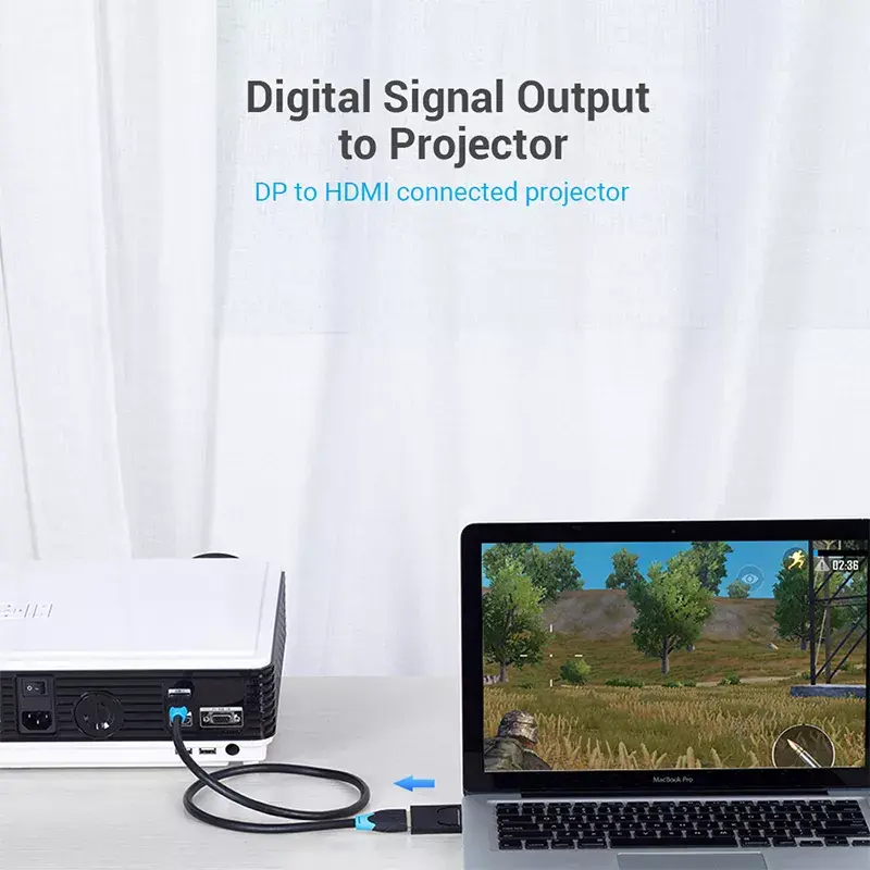 Adaptador DisplayPort a HDMI Vention HBKB0 — DP macho a HDMI hembra, negro, contactos bañados en oro