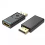 Adaptador DisplayPort a HDMI Vention HBKB0 — DP macho a HDMI hembra, negro, contactos bañados en oro