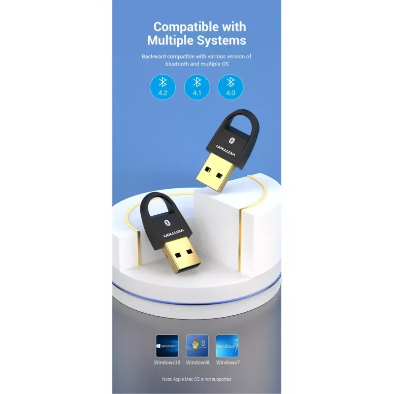 Adaptador USB Bluetooth 5.0 Vention CDSW0 conectividad por cable