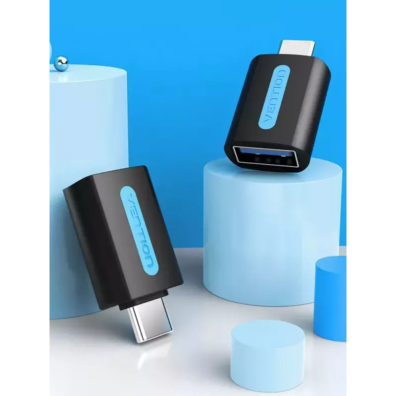 Vention adaptador USB-C a USB 3.0 OTG CDUB0 — USB-C macho a USB-A hembra, negro PVC, contactos niquelados