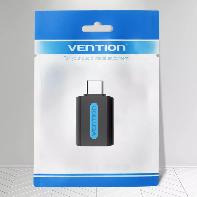 Vention adaptador USB-C a USB 3.0 OTG CDUB0 — USB-C macho a USB-A hembra, negro PVC, contactos niquelados