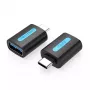Vention adaptador USB-C a USB 3.0 OTG CDUB0 — USB-C macho a USB-A hembra, negro PVC, contactos niquelados