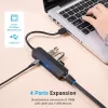 Hub USB 2.0 Vention de 3 puertos con adaptador Ethernet 100M, host USB 2.0, 4 puertos, negro
