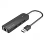 Hub USB 2.0 Vention de 3 puertos con adaptador Ethernet 100M, host USB 2.0, 4 puertos, negro
