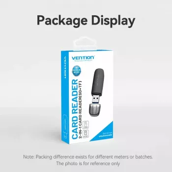 Vention lector de tarjetas 2 en 1 USB 3.2 Gen 1 (USB 3.0) — SD y MicroSD, negro, compacto