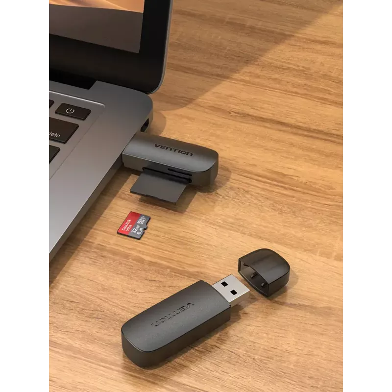 Vention lector de tarjetas 2 en 1 USB 3.0 A SD+TF, USB 3.2 Gen 1, 5000 Mbit/s, negro