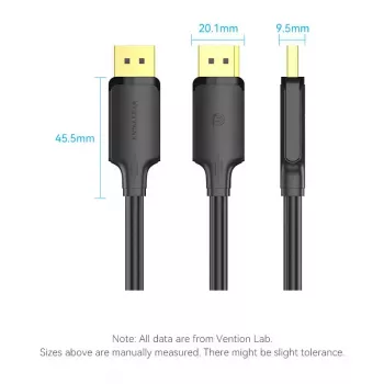 Cable DisplayPort Vention HAKBI — DisplayPort a DisplayPort, 3 m, negro