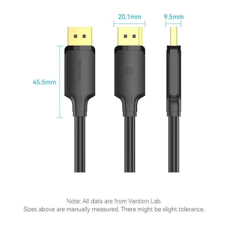 Cable DisplayPort Vention HAKBI — DisplayPort a DisplayPort, 3 m, negro