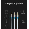 Cable de audio Vention 3,5 mm jack a 2×RCA, 1,5 m, aluminio/negro
