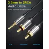 Cable de audio Vention 3,5 mm jack a 2×RCA, 1,5 m, aluminio/negro