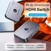 Vention AKPH0 conmutador HDMI bidireccional de 2 puertos, 8K, aleación de aluminio, gris