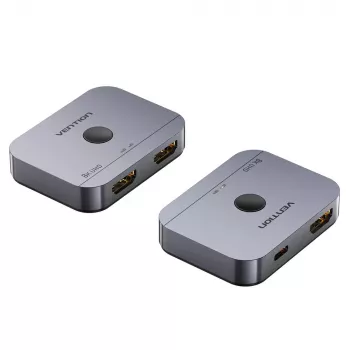 Vention Conmutador HDMI 8K bidireccional de 2 puertos AKPH0, HDMI 2.1, 7680×4320@60Hz, alimentación USB-C, aluminio, gris