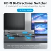 Conmutador HDMI bidireccional 2 puertos 4K Vention AKOB0 — 3 conectores HDMI, 3840×2160@60Hz, ABS, Plug and Play