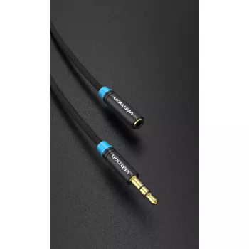 Cable de extensión de audio Vention 3,5 mm 1,5 m, conector macho a conector hembra, recubierto de algodón, acabado metálico negro