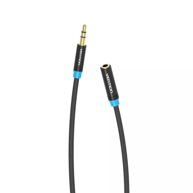 Cable de extensión de audio Vention 3,5 mm 1,5 m, conector macho a conector hembra, recubierto de algodón, acabado metálico negro