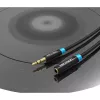 Cable de extensión de audio Vention 3,5 mm 1,5 m, conector macho a conector hembra, recubierto de algodón, acabado metálico negro