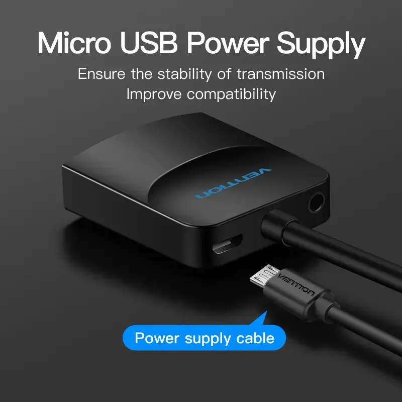 Convertidor VGA a HDMI Vention 0,15 m negro VGA HDMI Micro-USB audio