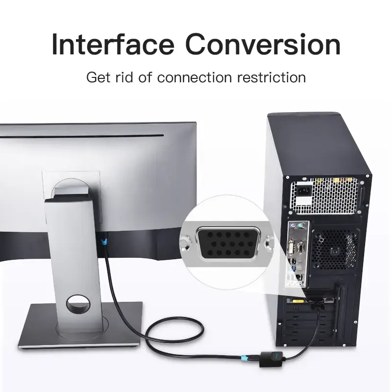 Convertidor VGA a HDMI Vention 0,15 m negro VGA HDMI Micro-USB audio