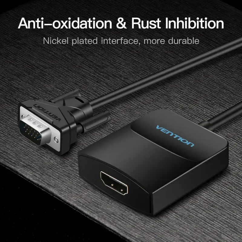 Convertidor VGA a HDMI Vention 0,15 m negro VGA HDMI Micro-USB audio