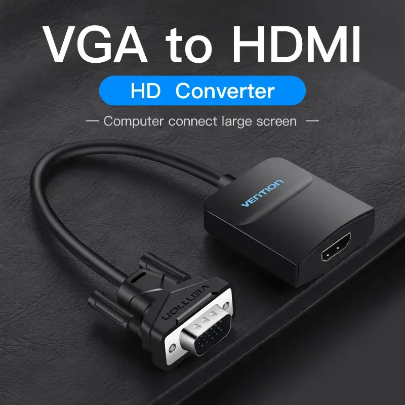 Convertidor VGA a HDMI Vention 0,15 m negro VGA HDMI Micro-USB audio
